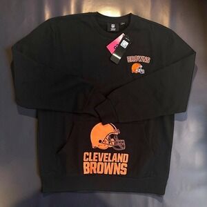FOCO Cleveland Browns Sweatshirt Mens Large Black Crewneck with Pocket NFL NWT